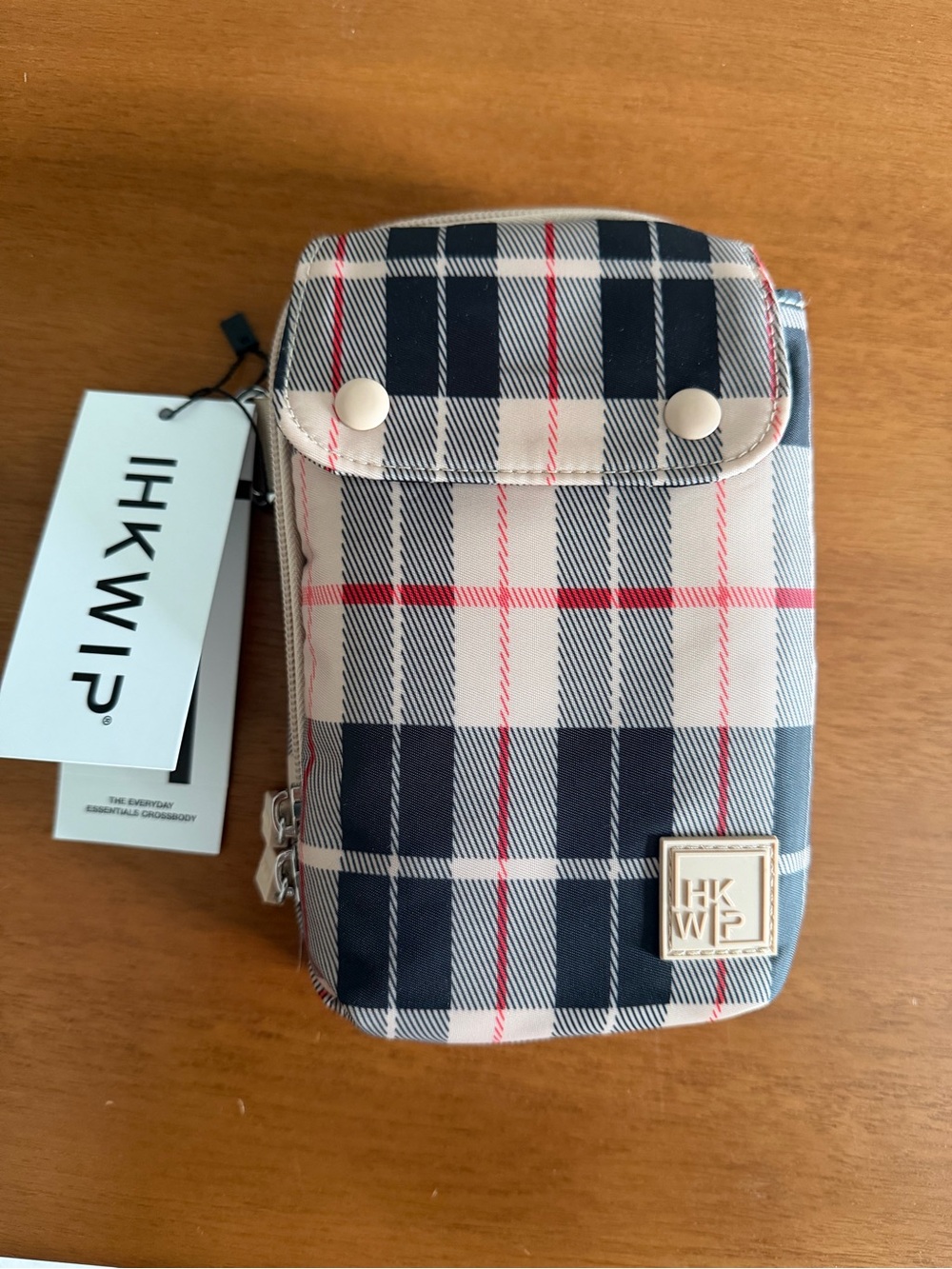 NWT: IHKWIP Plaid Crossbody Phone Pouch - Black, Beige, Red